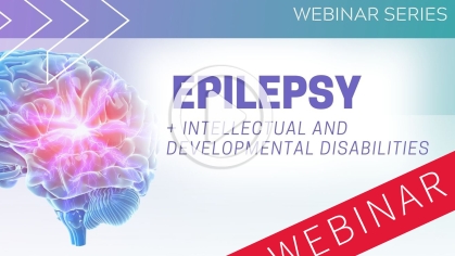 Epilepsy Webinar Series Graphic with a Brain