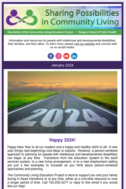 A Screenshot of the start of our January 2024 Newsletter